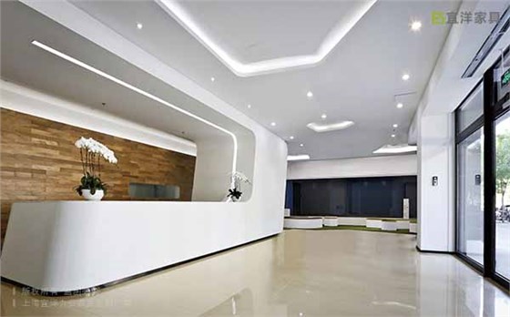 烤漆黑白前臺辦公桌