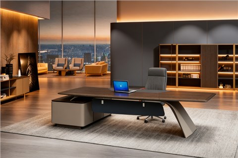 宜洋博仁大班臺(tái) BR-02B_上海高端總裁桌定制_胡桃木辦公家具 - 宜洋家具官網(wǎng)