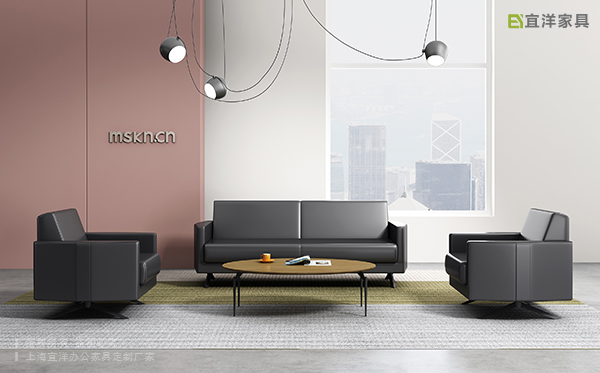 時尚職員桌,板式職員桌,牛皮沙發(fā)